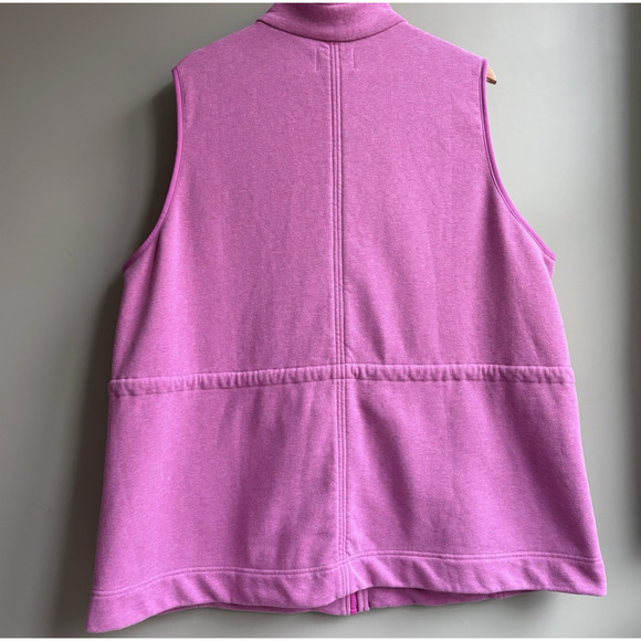 Lands End Serious Sweats Pink Full Zip Vest Soft Cotton Blend 2X 20W-22W Cozy - Picture 7 of 15